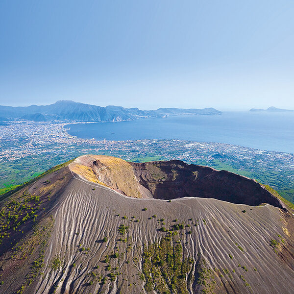 Crater of volcanic Mt. Vesuvius, aerial view